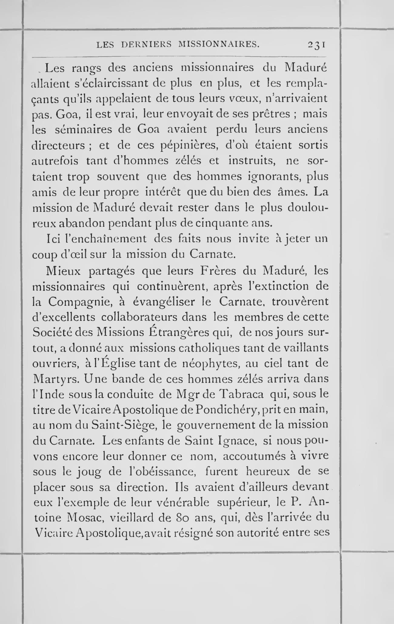 The printed page 231 of Le Maduré : l'ancienne et la nouvelle mission, photographed from the book