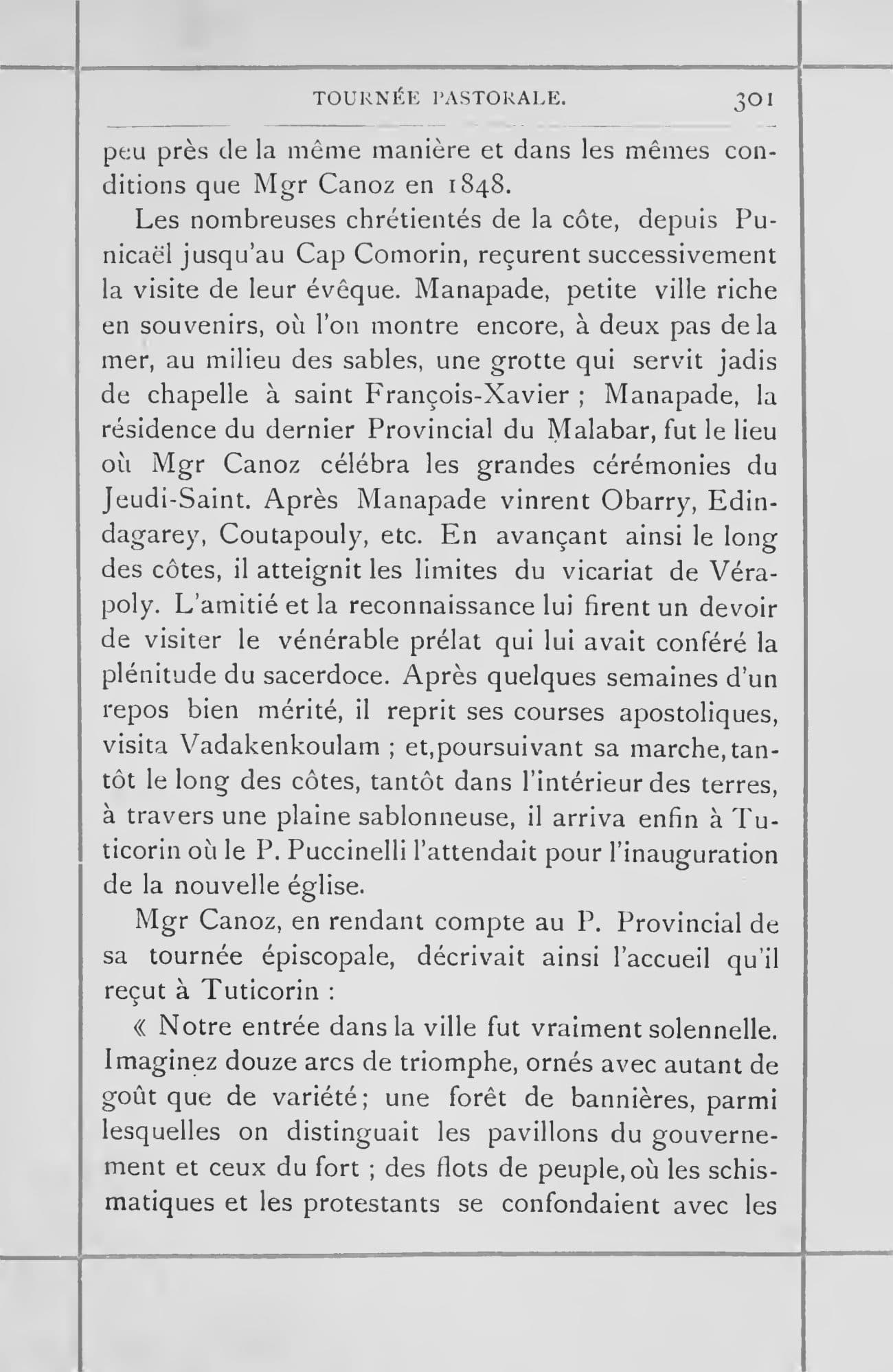The printed page 301 of Le Maduré : l'ancienne et la nouvelle mission, photographed from the book