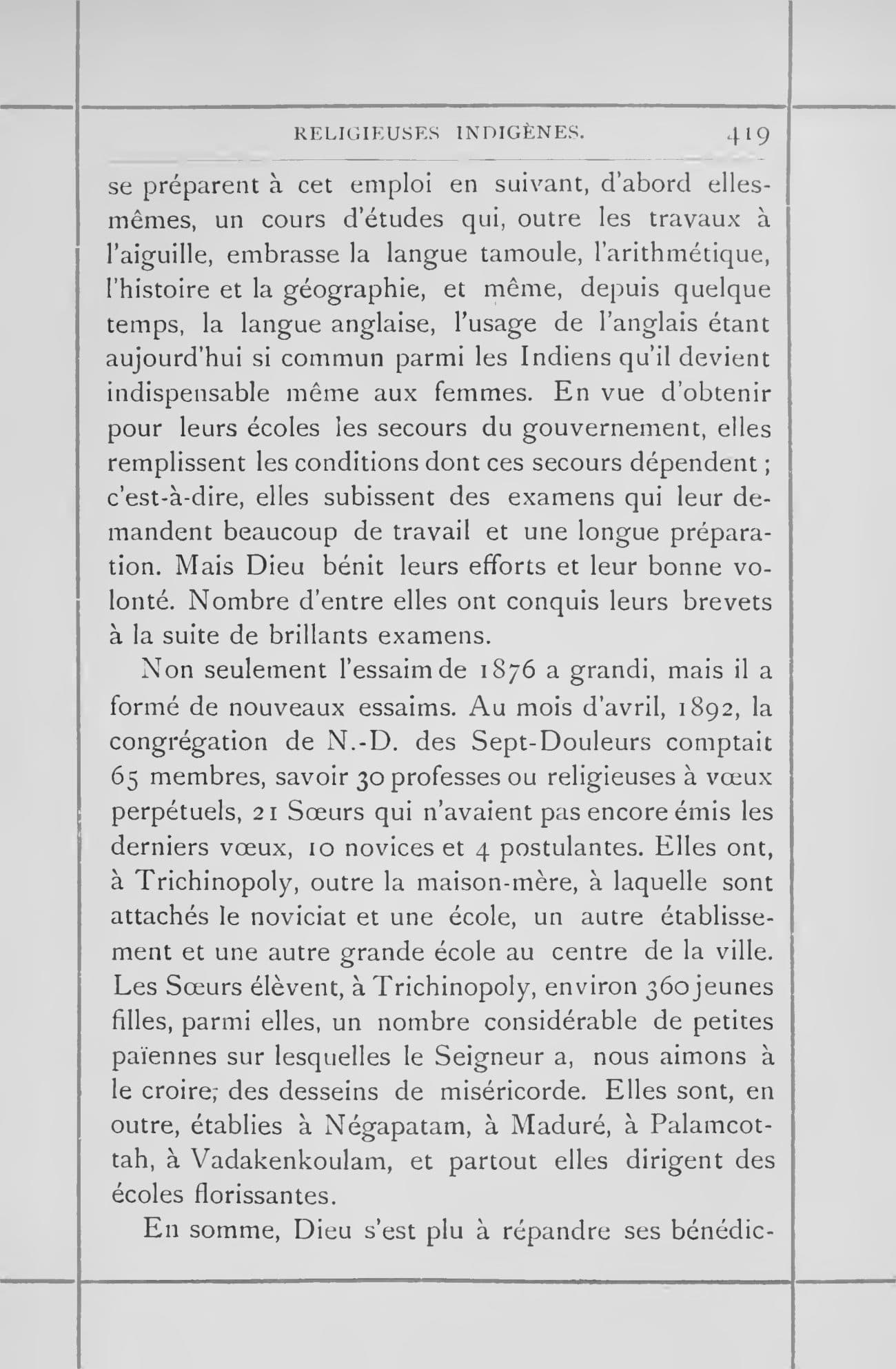 The printed page 419 of Le Maduré : l'ancienne et la nouvelle mission, photographed from the book