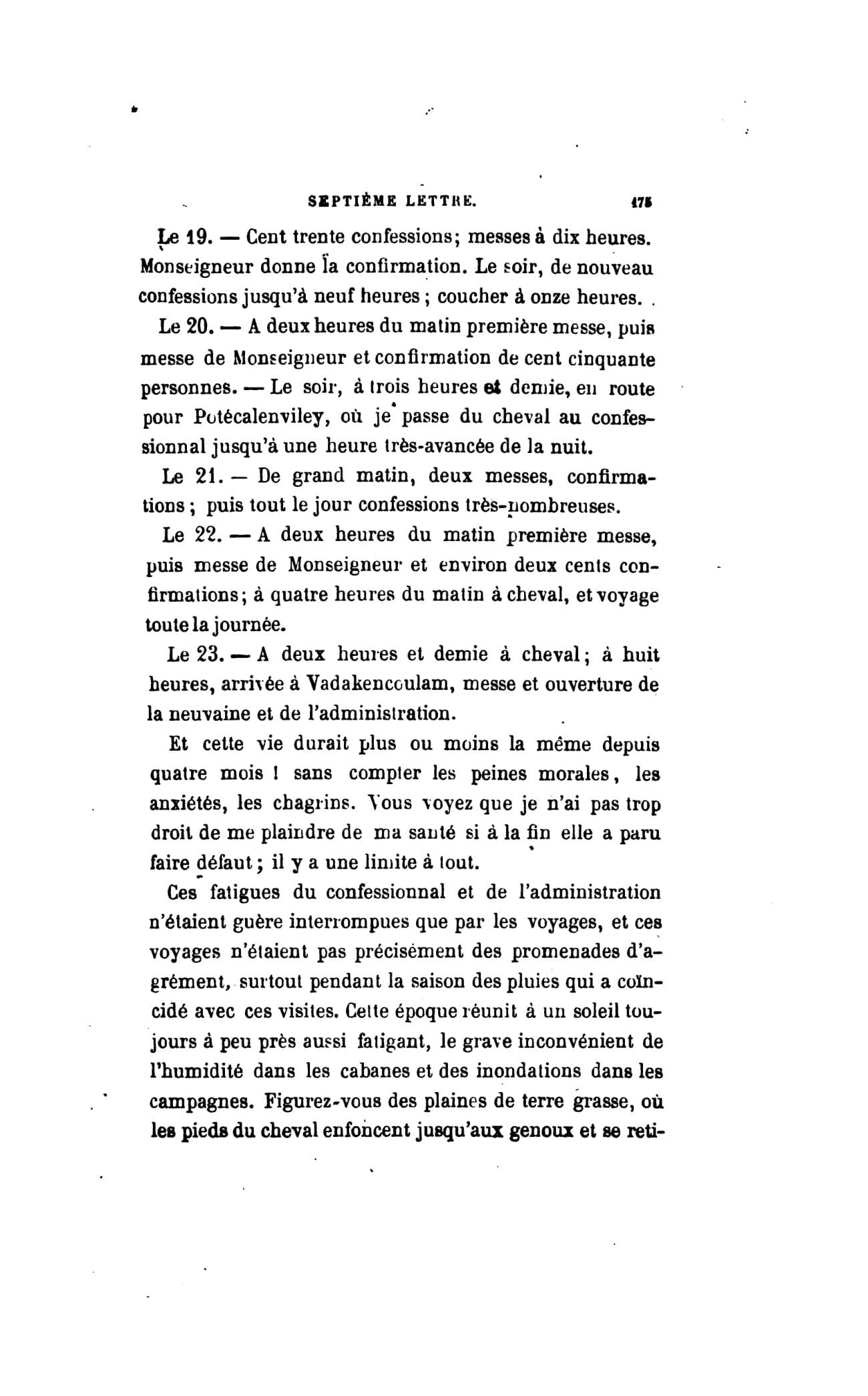 The printed page 175 of Lettres édifiantes et curieuses de la nouvelle mission du Maduré, vol. II, photographed from the book