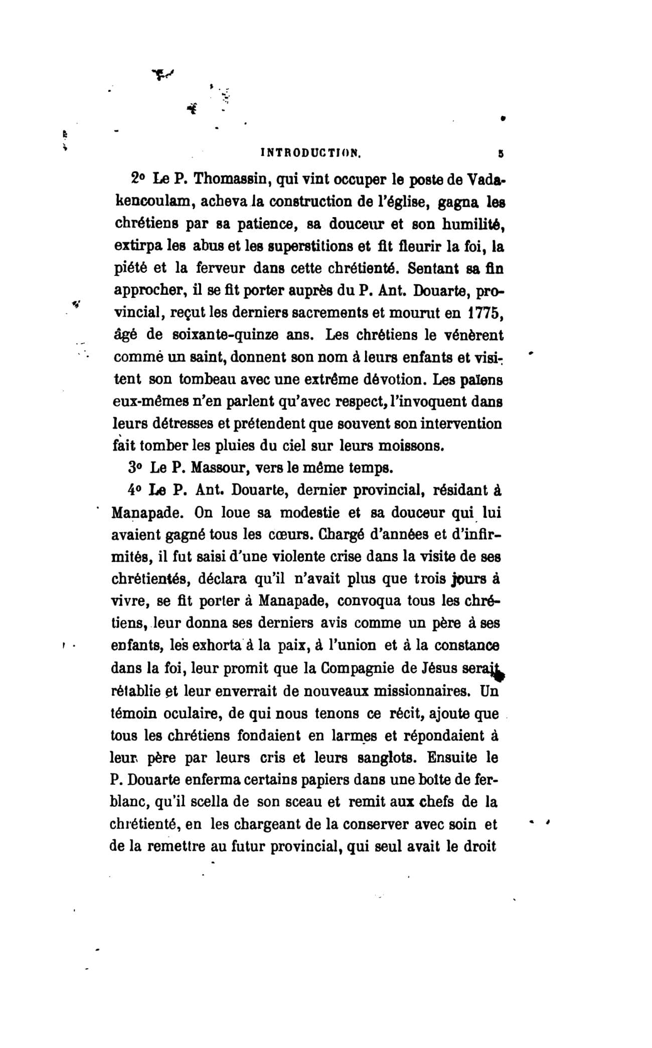 The printed page 5 of Lettres édifiantes et curieuses de la nouvelle mission du Maduré, vol. II, photographed from the book