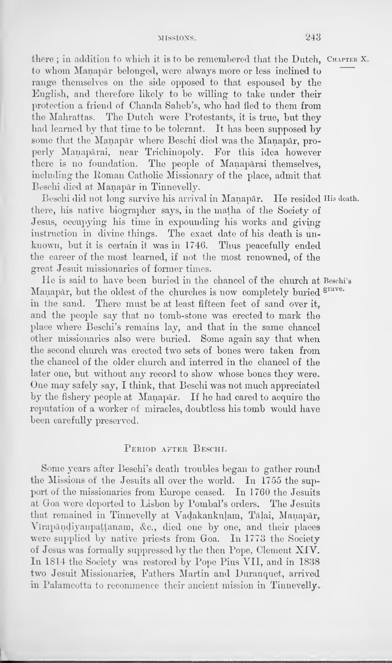 The printed page 243 of A Political and General History of the District of Tinnevelly, photographed from the book