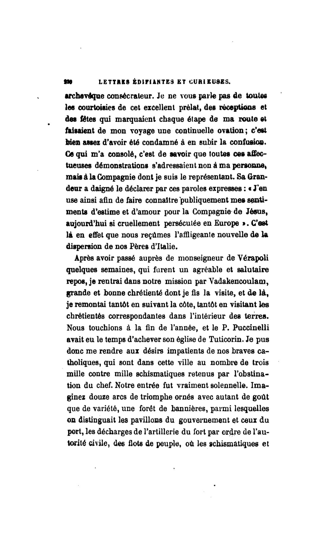 The printed page 250 of Letter of Bishop Alexis Canoz on the visitation of 1848, photographed from the book