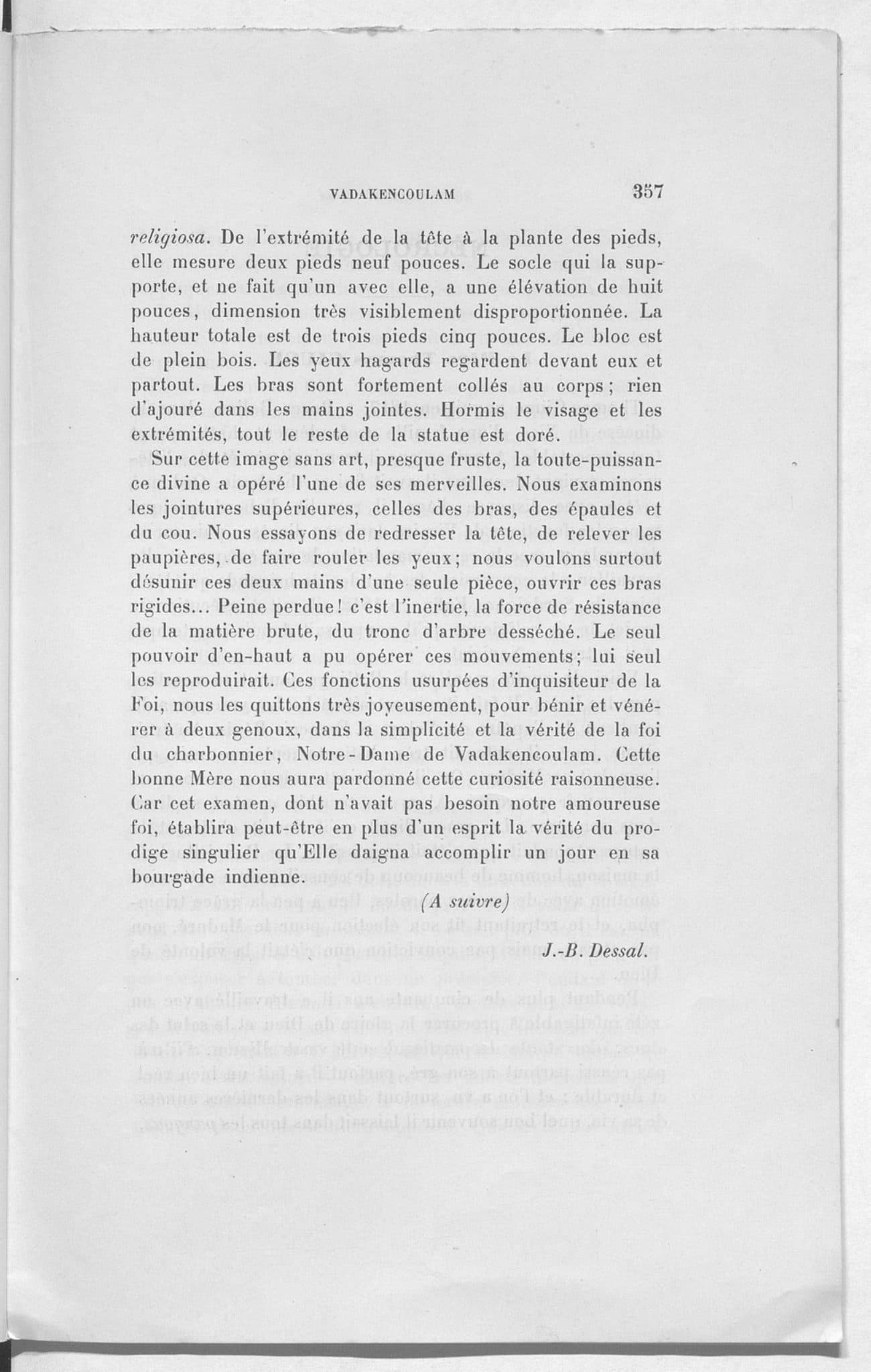 The printed page 357 of Vadakencoulam — son histoire, sa merveille, son jubilé, photographed from the book