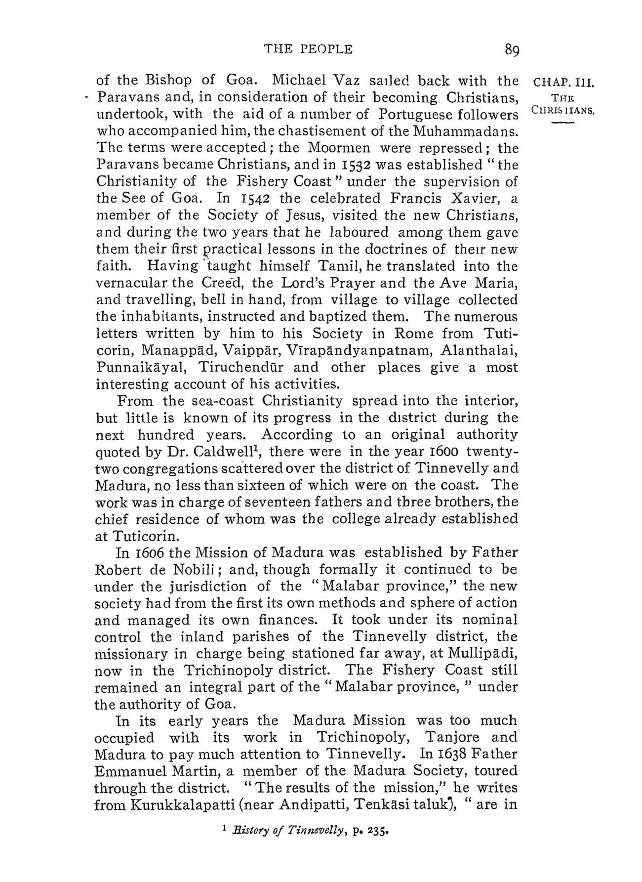 The printed page 89 of Madras District Gazetteers: Tinnevelly, Vol. I, photographed from the book
